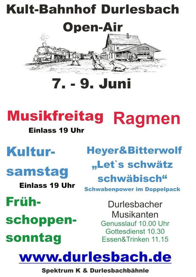 Plakat Open Air am Eisenbahndenkmal Durlesbach